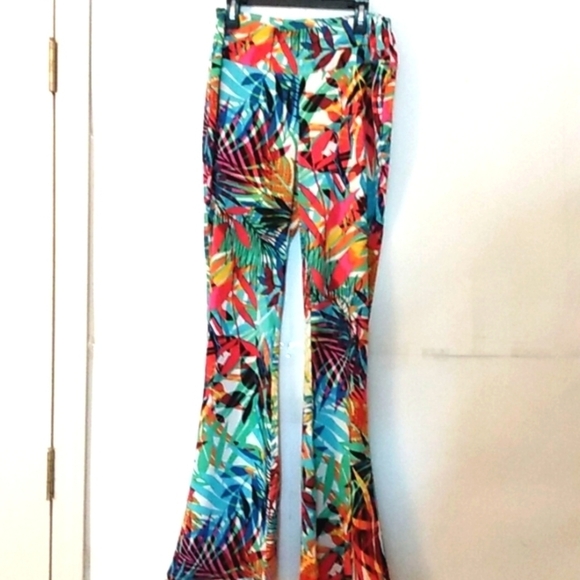 SUNNY LEIGH TROPICAL PARADISE CARMELLE FLARE BOTTOM SKINNY PANTS SIZE SMALL NWOT - Picture 6 of 6